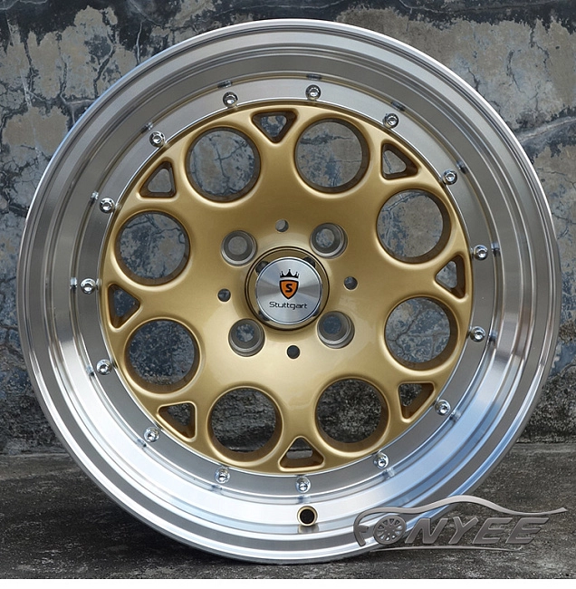картинка Новые диски Stuttgart ST6 R15 4x100 ET25 J8 золото + полированная полка магазин  StreetTuning 