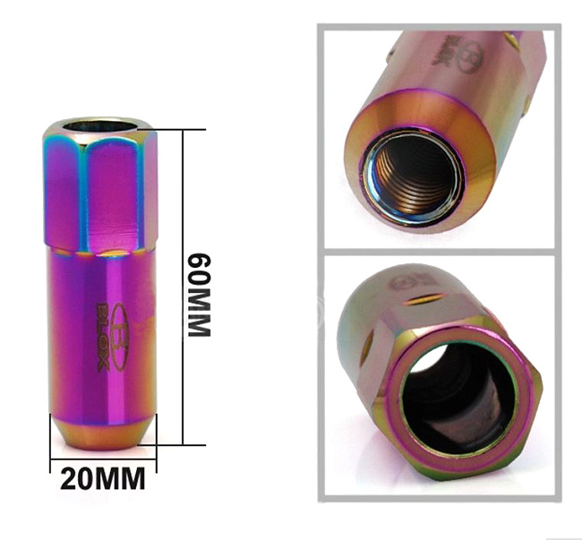 картинка Комплект гаек Blox style 60 мм , неохром М12 х 1.25 магазин  StreetTuning 