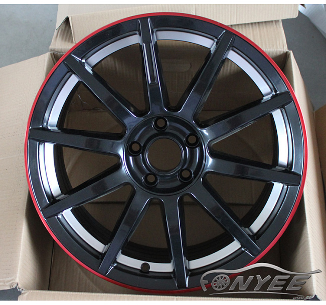 картинка Новые диски Mercedes AMG 10 Spoke R18 5x112 ET35 J9 черные + красная полоска магазин  StreetTuning 