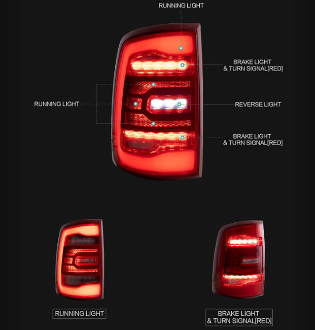 картинка Задние фары для Dodge RAM с 2009 - по 2018 г магазин  StreetTuning 