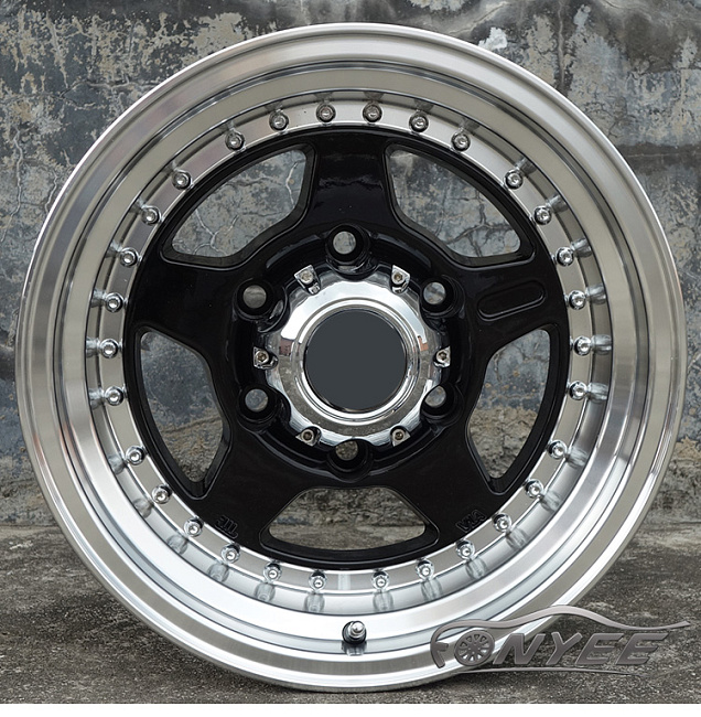 картинка Новые диски MVF-955 R15 6X139,7 ET-25 J7 черные гл + полированная полка магазин  StreetTuning 