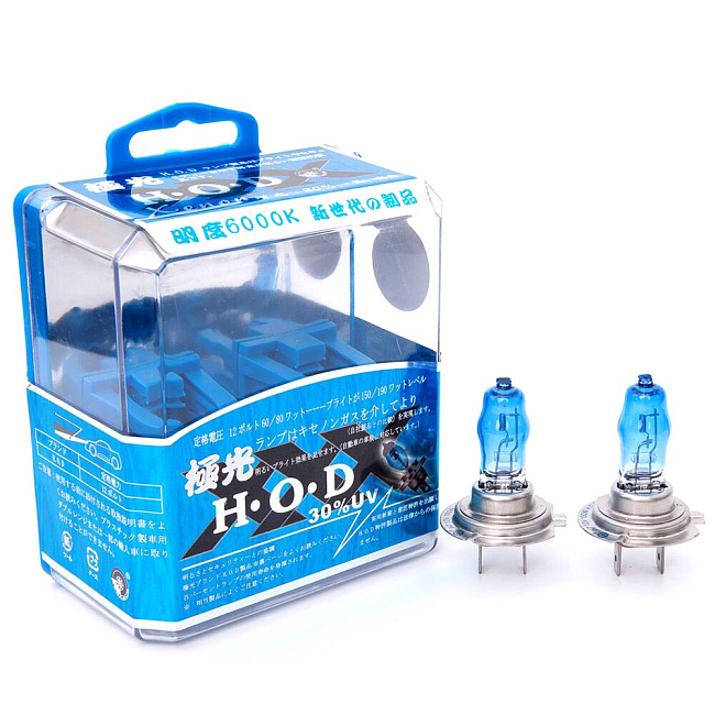 картинка Галогеновые лампочки HOD H7 100W 12V (2ШТ) 6000k магазин  StreetTuning 