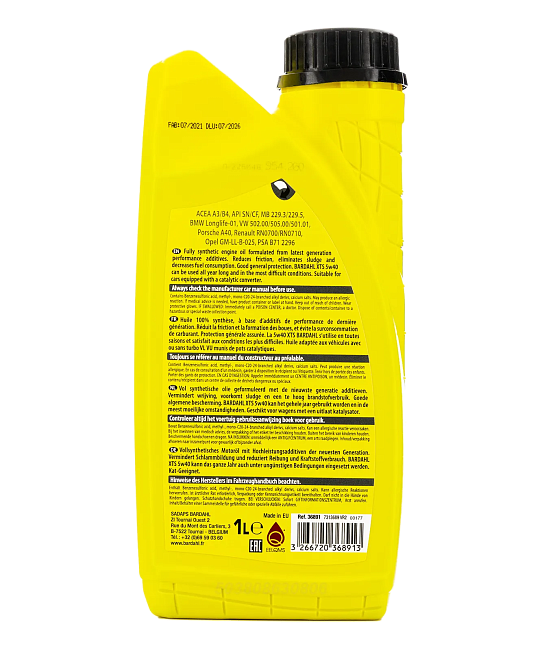 картинка Синтетическое моторное масло BARDAHL 5W-40 XTS A3/B4, API SN/CF - 1L магазин  StreetTuning 