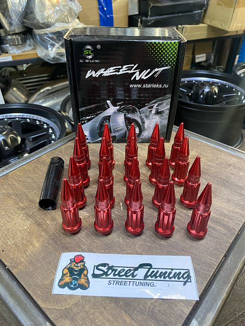 картинка Комплект гаек пики (пули) Starleks, 14х1.5, цвет красный, 20 шт. магазин  StreetTuning 