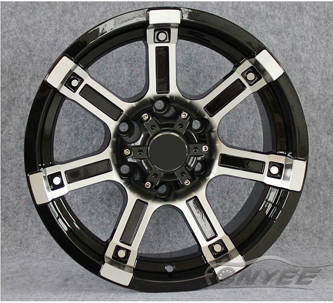 картинка Новые диски Powcan модель 10 R16 6X139,7 ET-10 J8 черный глянец + серебро магазин  StreetTuning 