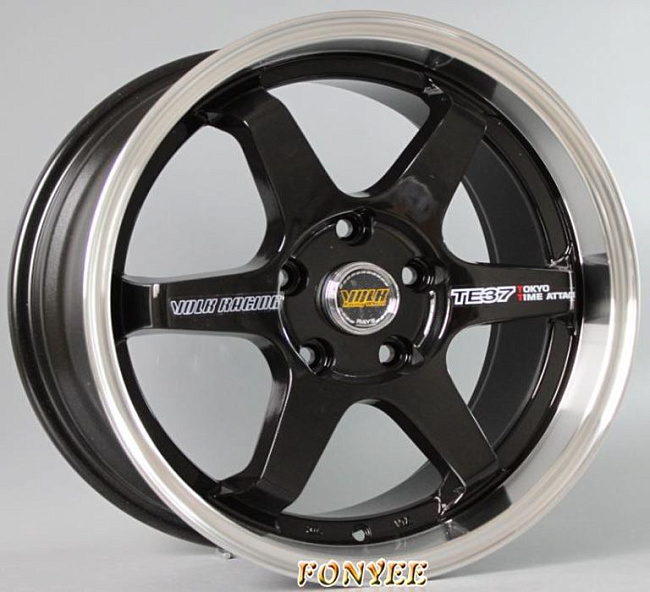 картинка Новые диски Rays TE37 R17 5X120 ET35 J7,5 черные глянцевые + хром полка магазин  StreetTuning 