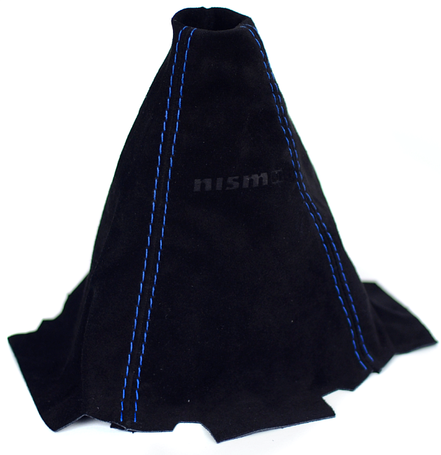 картинка Чехол на КПП nismo S-tune, универсальный. Замша, синяя строчка магазин  StreetTuning 