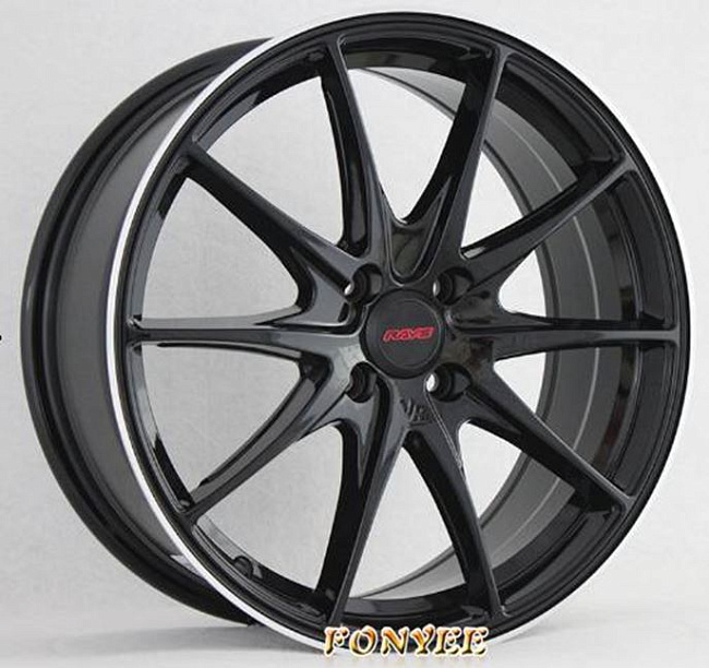 картинка Новые диски Rays G25 R17 4X100 ET40 J7 черные глянцевые + серебристая окантовка магазин  StreetTuning 