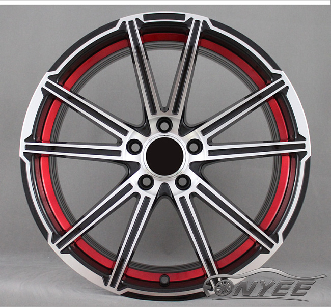 картинка Новые диски Mercedes AMG 10 Spoke C8 R18 5x112 ET45 J9 черный с серебром + красный магазин  StreetTuning 