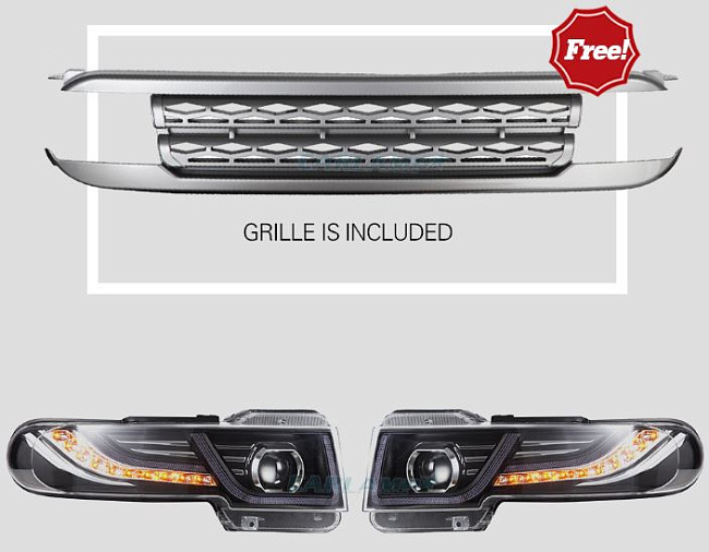 картинка Передние фары для + решетка Toyota Toyota FJ Cruiser 2007-14 магазин  StreetTuning 