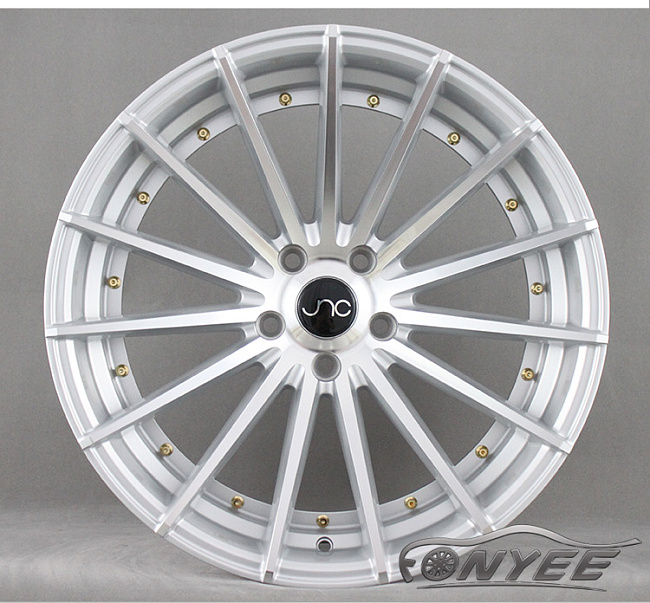 картинка Новые диски JNC 042 R19 5X114,3 ET35 J9,5 серебро + золотистые болтики магазин  StreetTuning 