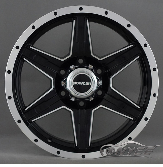 картинка Новые диски Powcan модель 4 R18 J8,5 ET10 6x139,7 черный глянец + серебро магазин  StreetTuning 