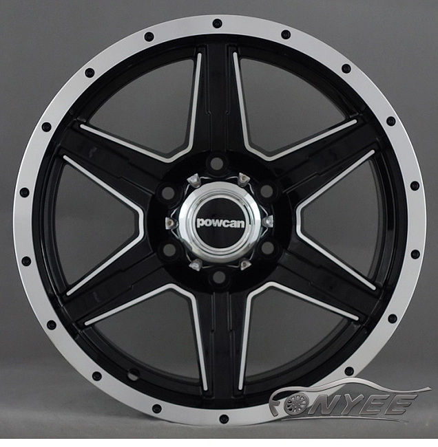 картинка Новые диски Powcan модель 4 R18 J8,5 ET10 6x139,7 черный глянец + серебро магазин  StreetTuning 