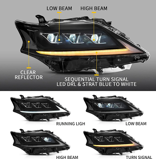 картинка Передние светодиодные фары VLAND для TLexus RX300 RX350 RX450H магазин  StreetTuning 