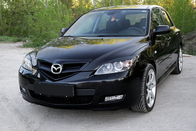 картинка Mazda 3 (хэтчбэк) 2003—2008 Накладки на передние фары (реснички) компл.-2 шт. магазин  StreetTuning 