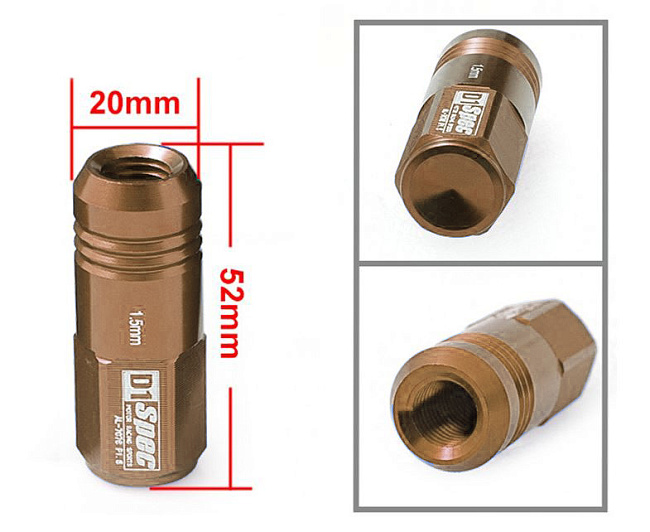 картинка Комплект гаек D1 Spec 52 мм закрытые, бронзовые М12 х 1.25 магазин  StreetTuning 