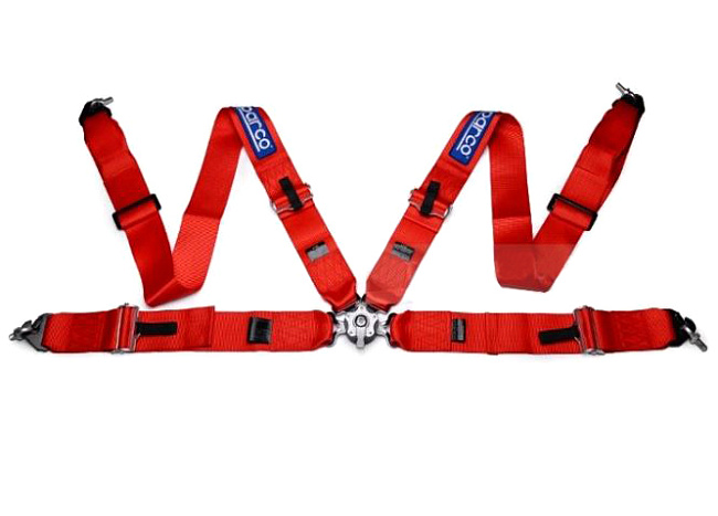 картинка 4-х точечный ремень безопасности Sparco Style , красный магазин  StreetTuning 