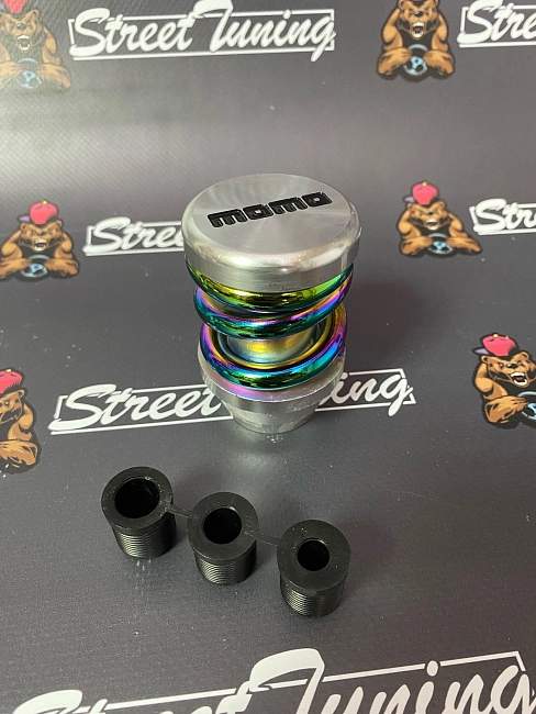 картинка Ручка КПП MOMO Springs в стиле койловера, серебро, пружина неохром магазин  StreetTuning 