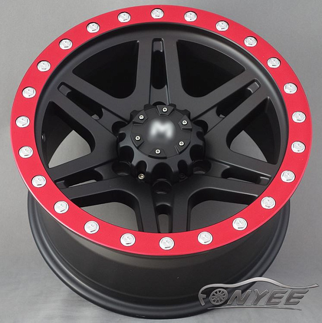 картинка Новые диски MVF-958 R16 6X139,7 ET-15 J8 черный мат + красный магазин  StreetTuning 