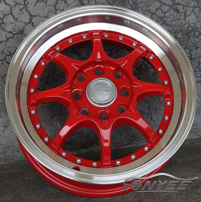 картинка Новые диски RAYS CE28SL R14 4X100/4X110 ET40 J5,5 красные + полированная полка магазин  StreetTuning 