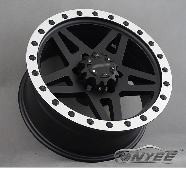 картинка Новые диски MVF-968 R17 6X139,7 ET-15 J7,5 черный мат + серебро и черные болтики магазин  StreetTuning 