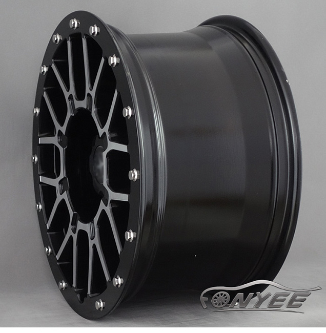 картинка Новые диски R wheels R17 6X139,7 ET-5 J9 черный + серебристые болтики магазин  StreetTuning 