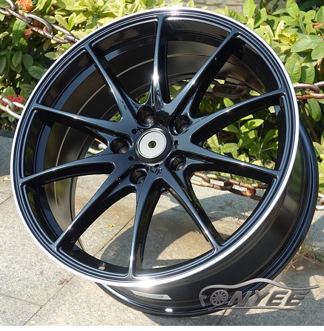 картинка Новые диски Rays G25 R19 5X120 ET33 J9,5 черные глянцевые + серебристая окантовка магазин  StreetTuning 