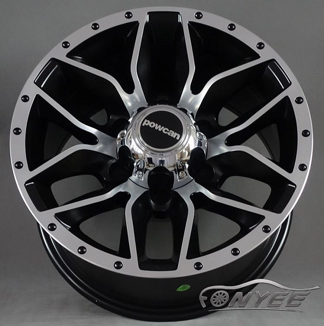 картинка Новые диски Powcan модель 5 R15 J8 ET-10 6x139,7 черный глянец + серебро магазин  StreetTuning 