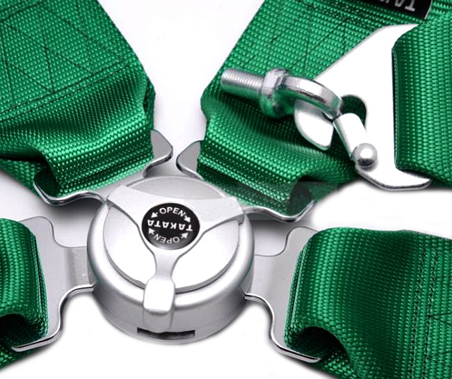картинка Ремень безопасности 4-х точечный TAKATA Style Camlock , зеленый магазин  StreetTuning 