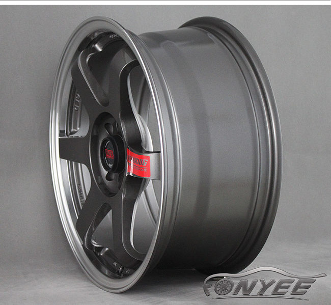 картинка Новые диски Rays TE37 R17 4X114,3/4X100 ET38 J7,5 серые глянцевые + полированная полка магазин  StreetTuning 