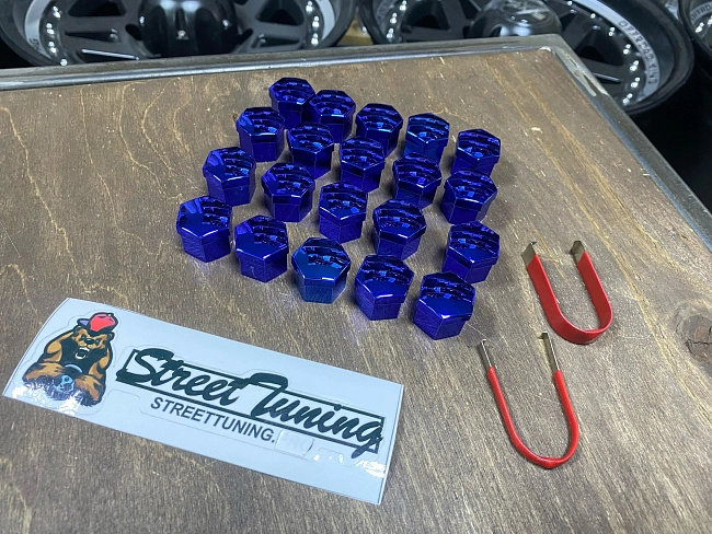 картинка Декоративные колпачки для колесных гаек и болтов под 19й ключ, темно-синие магазин  StreetTuning 