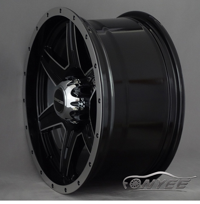 картинка Новые диски Powcan модель 4 R18 J8,5 ET10 6x139,7 черный глянец + серебро магазин  StreetTuning 