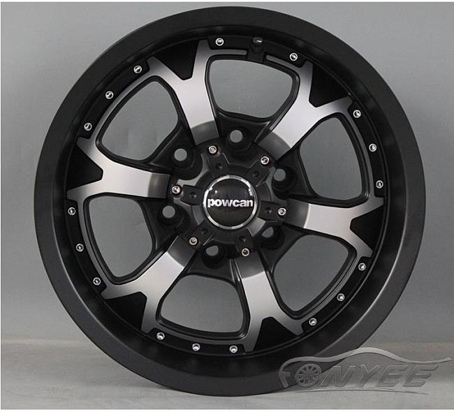 картинка Новые диски Powcan модель 15 R15 6X139,7 ET-10 J8 черный мат + серебро магазин  StreetTuning 