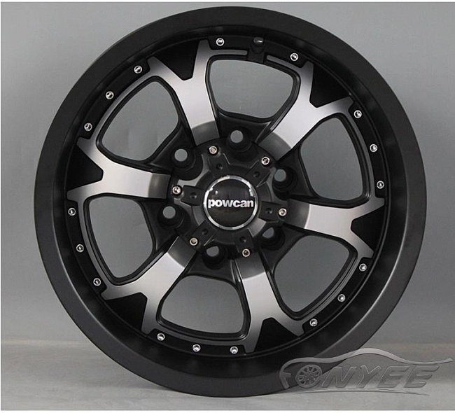 картинка Новые диски Powcan модель 15 R15 6X139,7 ET-10 J8 черный мат + серебро магазин  StreetTuning 