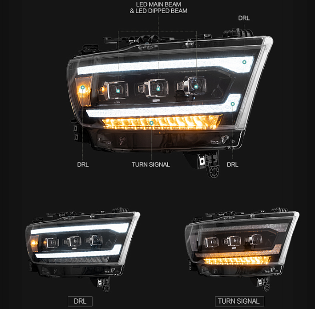 картинка Передние фары для Dodge RAM1500 2019-2020 г магазин  StreetTuning 