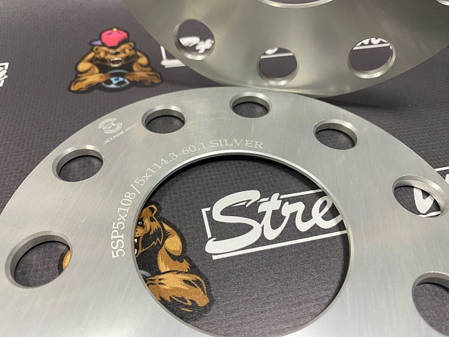 картинка Проставка Starleks 5 мм 5x108/114.3 цо 63.4 сквозная Silver магазин  StreetTuning 