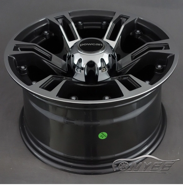 картинка Новые диски Powcan модель 6 R15 J8 ET-10 6x139,7 черный глянец + серебро магазин  StreetTuning 