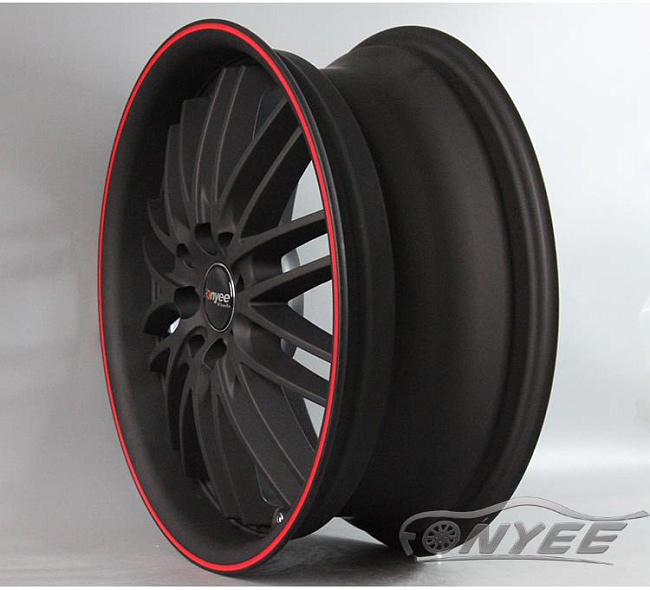 картинка Новые диски Fonyee R17 4х114,3/100 ET40 J7 черный матовый + красный магазин  StreetTuning 
