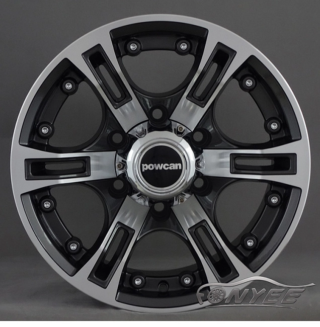 картинка Новые диски Powcan модель 6 R15 J8 ET-10 6x139,7 черный глянец + серебро магазин  StreetTuning 