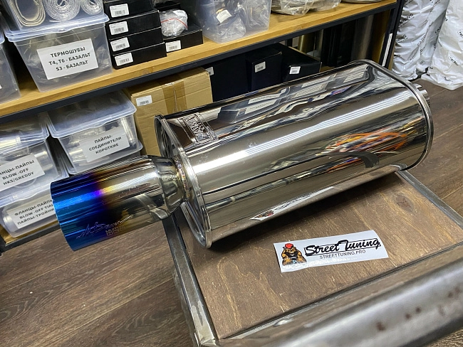 картинка Прямоточная банка HKS Style серии Jasma,(бочка) 63 x 89 мм, L-570 мм магазин  StreetTuning 