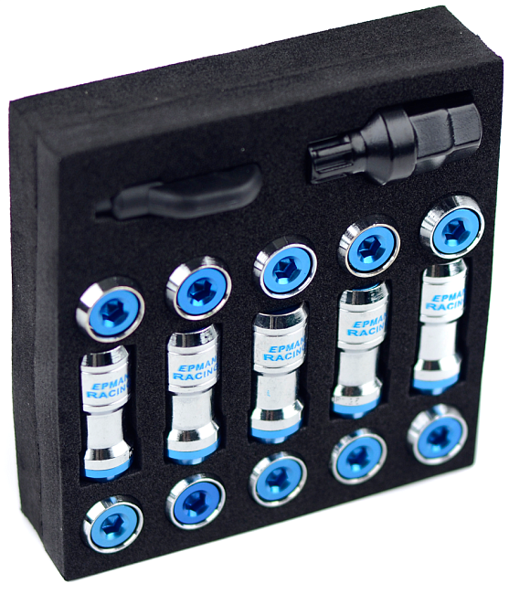 картинка Комплект гаек Epman Formula Wheels, синие М12 х 1.25 магазин  StreetTuning 
