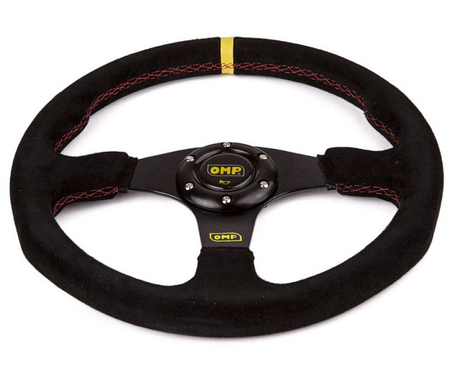 картинка Спортивный руль OMP Style без вылета, замшевый с желтой вставкой магазин  StreetTuning 