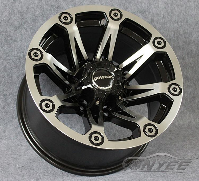 картинка Новые диски Powcan модель 12 R15 6X139,7 ET-10 J8 серебро + черный глянец магазин  StreetTuning 