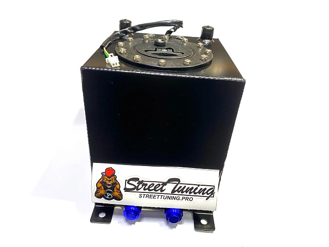 картинка Бак топливный алюминиевый 10л, пластиковая крышка, черный, с датчиком магазин  StreetTuning 