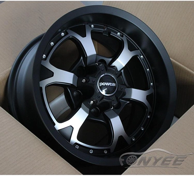 картинка Новые диски Powcan модель 15 R15 6X139,7 ET-10 J8 черный мат + серебро магазин  StreetTuning 