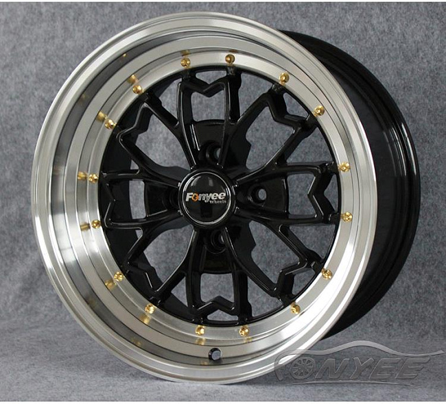 картинка Новые диски Fonyee 552 R15 4X100 ET20 J8 черный глянец + полированная полка магазин  StreetTuning 