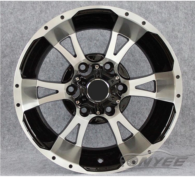 картинка Новые диски Powcan модель 9 R16 6X139,7 ET0 J8 черный глянец + серебро магазин  StreetTuning 