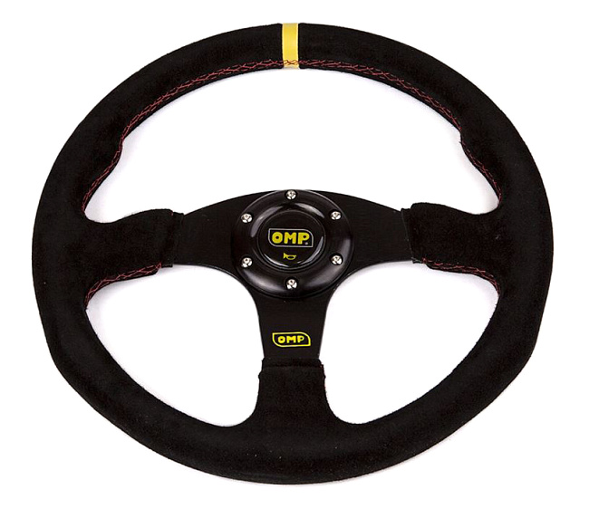 картинка Спортивный руль OMP Style без вылета, замшевый с желтой вставкой магазин  StreetTuning 