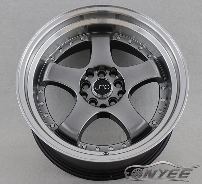 картинка Новые диски JNC 017 R15 4X100-4X108 ET28 J7 серый глянец + полированная полка магазин  StreetTuning 