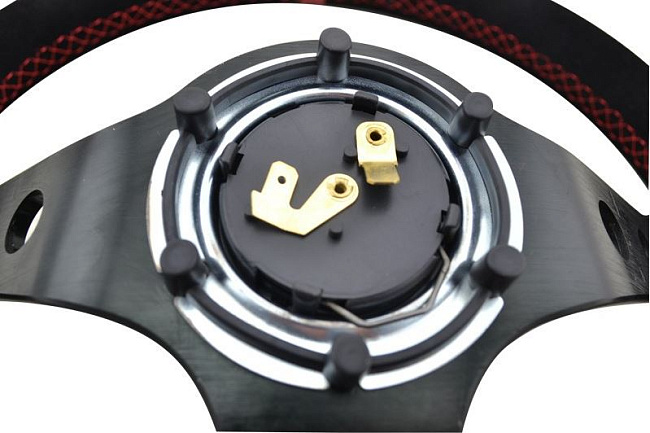 картинка Спортивный руль OMP Style замшевый c синей вставкой магазин  StreetTuning 